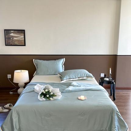 汇庭 2023新款大豆蛋白纤维山茶花夏被 青春蓝