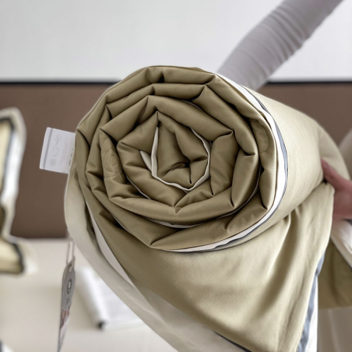 91家纺网 家纺一手货源 找家纺 汇庭 2023新款大豆蛋白纤维山茶花夏被 亚麻青