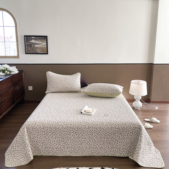 91家纺网 家纺一手货源 找家纺 汇庭 2023新款大鹅水洗棉床盖三件套 艾薇庄园