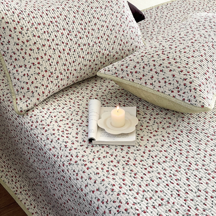 91家纺网 家纺一手货源 找家纺 汇庭 2023新款大鹅水洗棉床盖三件套 艾薇庄园