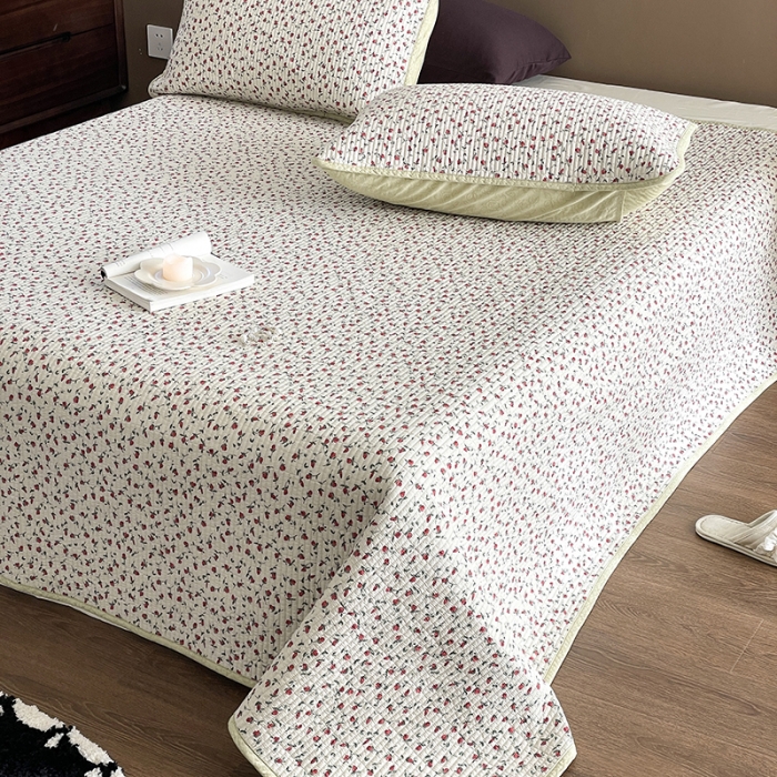 91家纺网 家纺一手货源 找家纺 汇庭 2023新款大鹅水洗棉床盖三件套 艾薇庄园