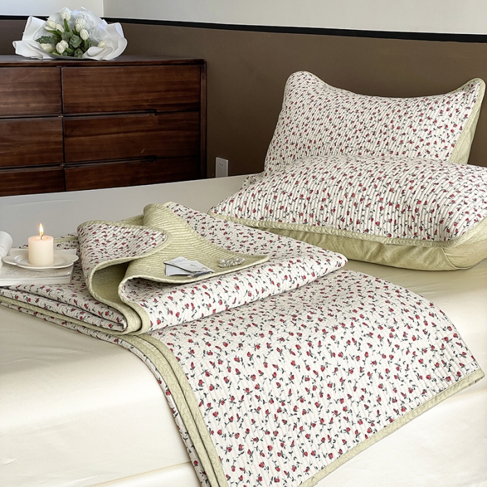 91家纺网 家纺一手货源 找家纺 汇庭 2023新款大鹅水洗棉床盖三件套 艾薇庄园