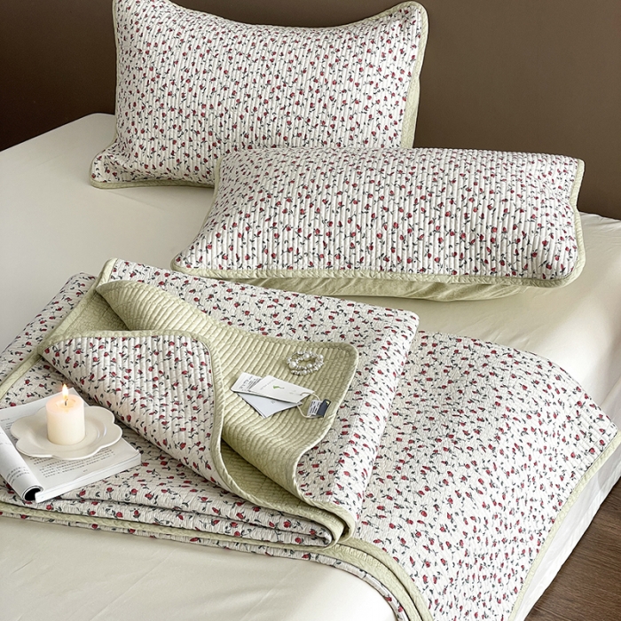 91家纺网 家纺一手货源 找家纺 汇庭 2023新款大鹅水洗棉床盖三件套 艾薇庄园