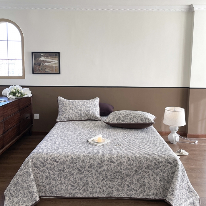 91家纺网 家纺一手货源 找家纺 汇庭 2023新款大鹅水洗棉床盖三件套 安莉庄园