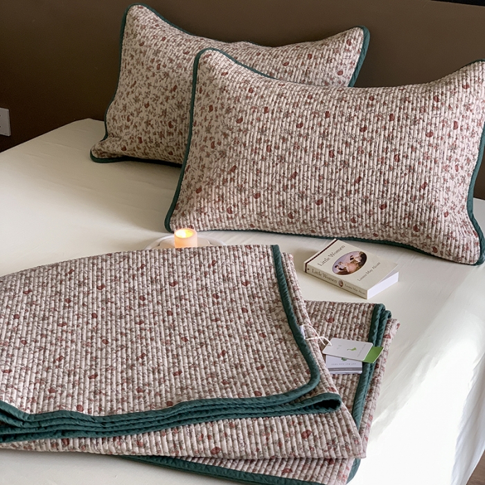 91家纺网 家纺一手货源 找家纺 汇庭 2023新款大鹅水洗棉床盖三件套 叮叮庄园