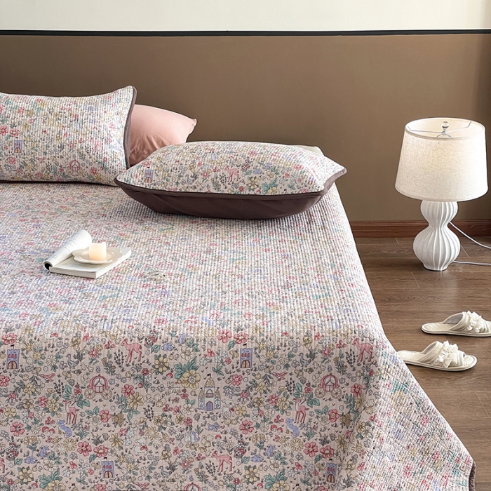 91家纺网 家纺一手货源 找家纺 汇庭 2023新款大鹅水洗棉床盖三件套 格林庄园