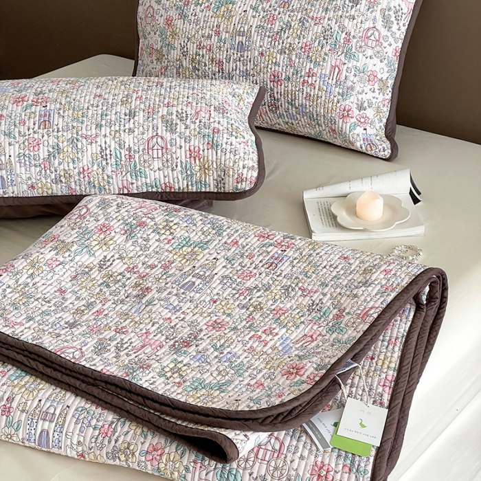 91家纺网 家纺一手货源 找家纺 汇庭 2023新款大鹅水洗棉床盖三件套 格林庄园