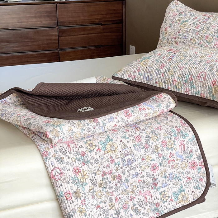 91家纺网 家纺一手货源 找家纺 汇庭 2023新款大鹅水洗棉床盖三件套 格林庄园