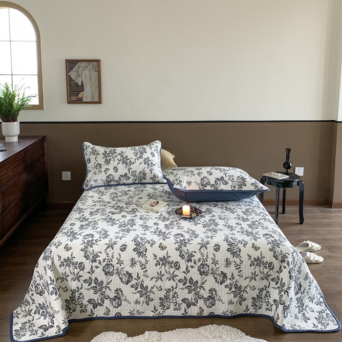 91家纺网 家纺一手货源 找家纺 汇庭 2023新款大鹅水洗棉床盖三件套 古驰庄园