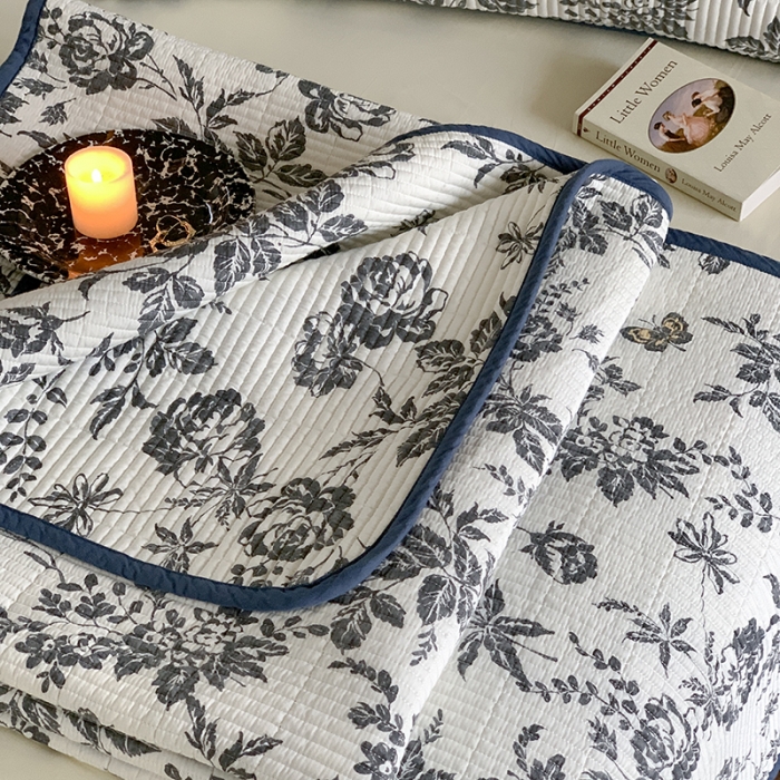 91家纺网 家纺一手货源 找家纺 汇庭 2023新款大鹅水洗棉床盖三件套 古驰庄园