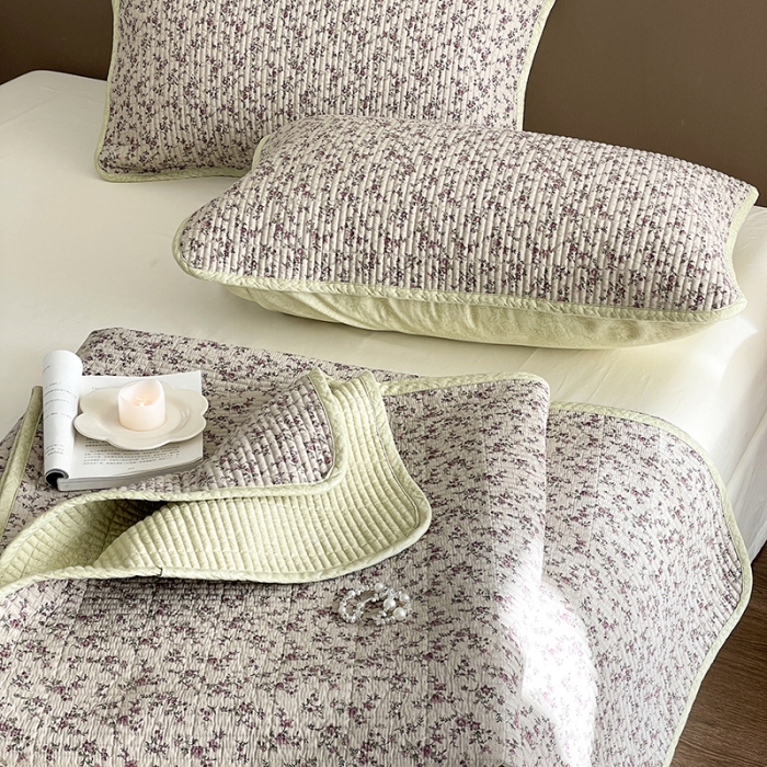 91家纺网 家纺一手货源 找家纺 汇庭 2023新款大鹅水洗棉床盖三件套 莫奈庄园