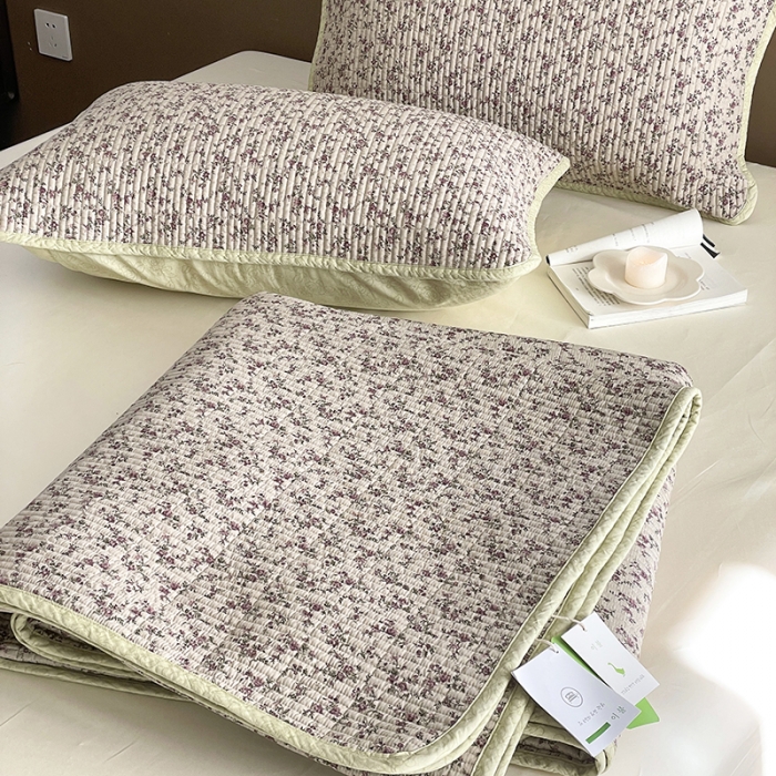 91家纺网 家纺一手货源 找家纺 汇庭 2023新款大鹅水洗棉床盖三件套 莫奈庄园