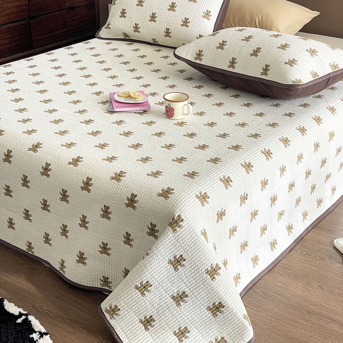 91家纺网 家纺一手货源 找家纺 汇庭 2023新款大鹅水洗棉床盖三件套 奶酪庄园