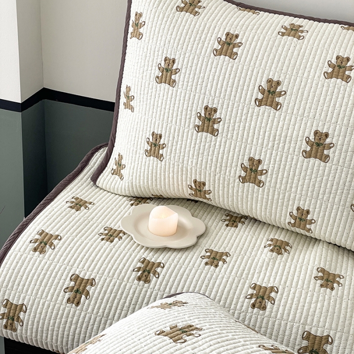 91家纺网 家纺一手货源 找家纺 汇庭 2023新款大鹅水洗棉床盖三件套 奶酪庄园