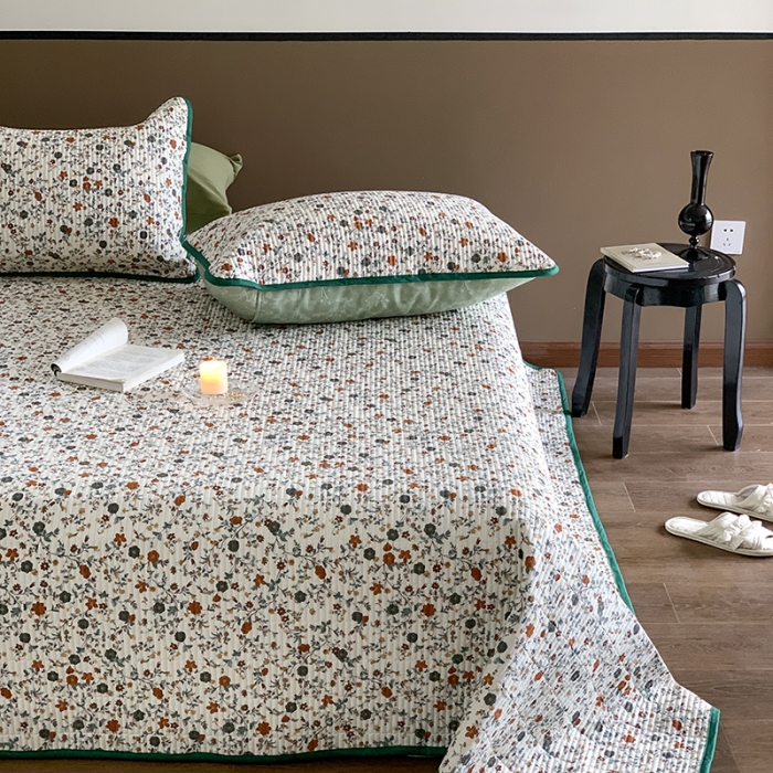 91家纺网 家纺一手货源 找家纺 汇庭 2023新款大鹅水洗棉床盖三件套 奈露庄园