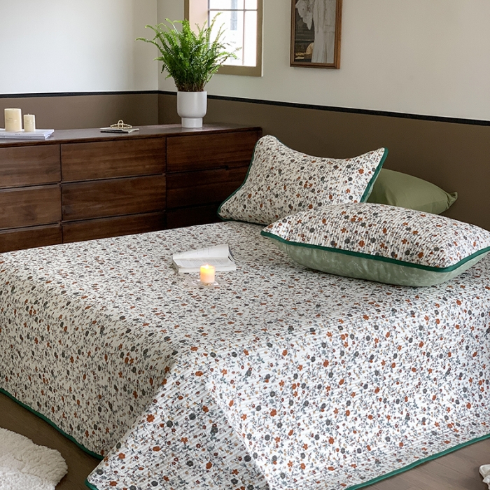 91家纺网 家纺一手货源 找家纺 汇庭 2023新款大鹅水洗棉床盖三件套 奈露庄园