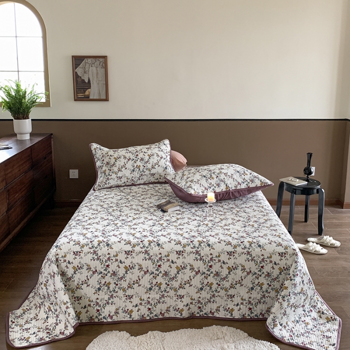 91家纺网 家纺一手货源 找家纺 汇庭 2023新款大鹅水洗棉床盖三件套 奈雪庄园