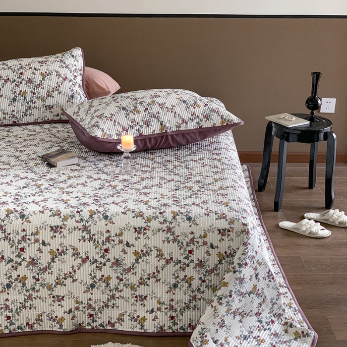 91家纺网 家纺一手货源 找家纺 汇庭 2023新款大鹅水洗棉床盖三件套 奈雪庄园