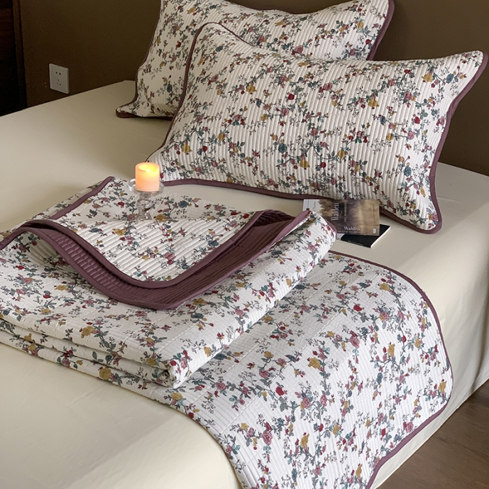 91家纺网 家纺一手货源 找家纺 汇庭 2023新款大鹅水洗棉床盖三件套 奈雪庄园