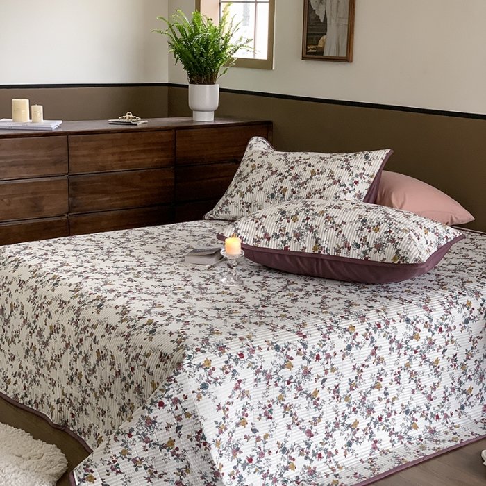 91家纺网 家纺一手货源 找家纺 汇庭 2023新款大鹅水洗棉床盖三件套 奈雪庄园