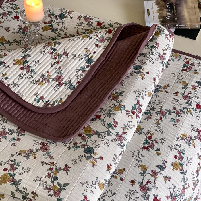 91家纺网 家纺一手货源 找家纺 汇庭 2023新款大鹅水洗棉床盖三件套 奈雪庄园