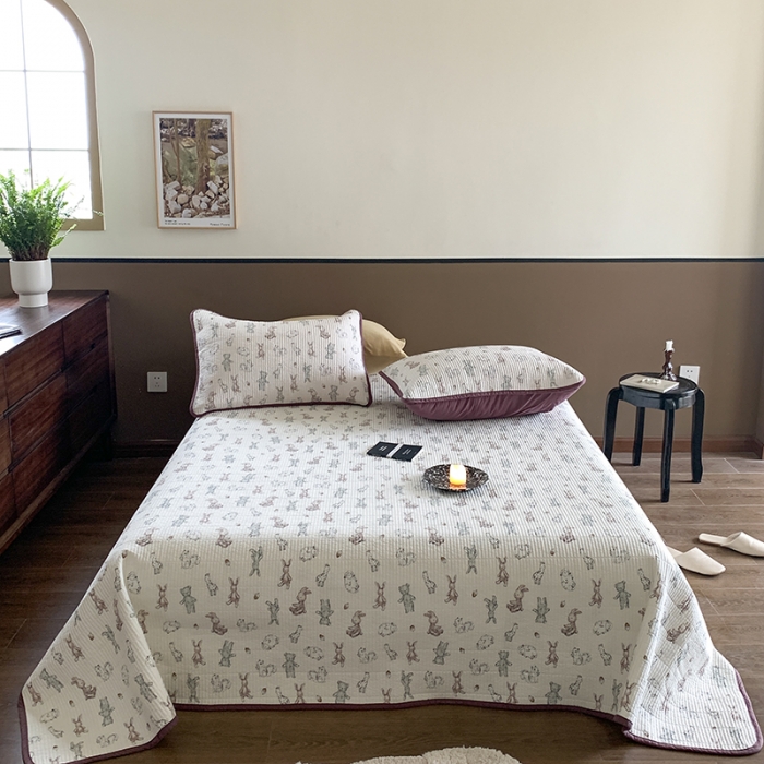 91家纺网 家纺一手货源 找家纺 汇庭 2023新款大鹅水洗棉床盖三件套 尼克庄园