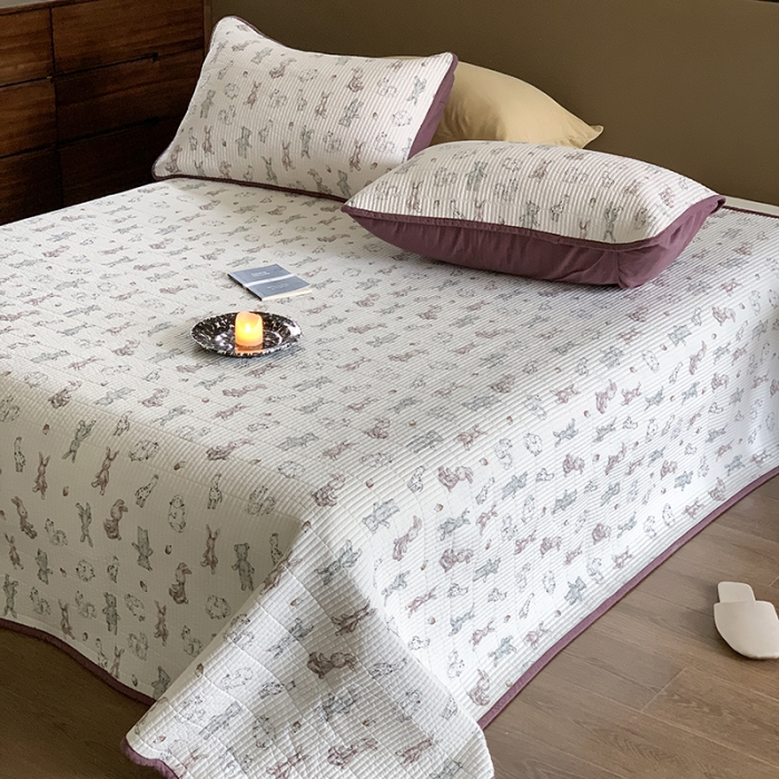 91家纺网 家纺一手货源 找家纺 汇庭 2023新款大鹅水洗棉床盖三件套 尼克庄园