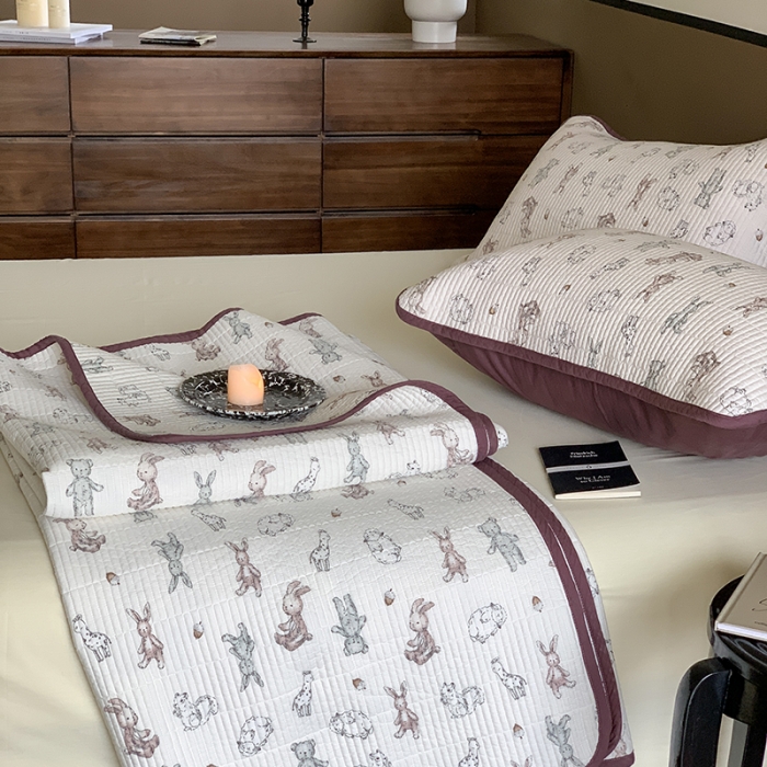 91家纺网 家纺一手货源 找家纺 汇庭 2023新款大鹅水洗棉床盖三件套 尼克庄园