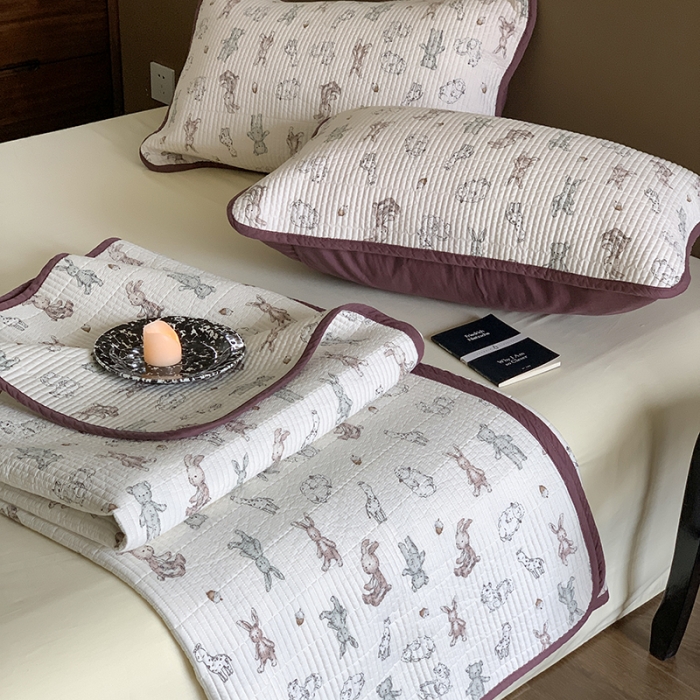 91家纺网 家纺一手货源 找家纺 汇庭 2023新款大鹅水洗棉床盖三件套 尼克庄园