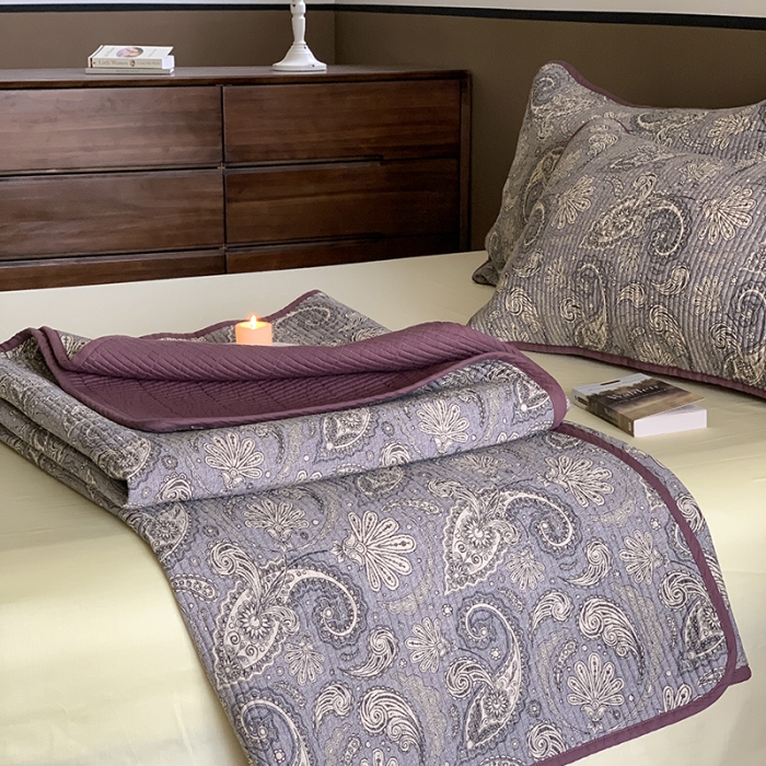 91家纺网 家纺一手货源 找家纺 汇庭 2023新款大鹅水洗棉床盖三件套 佩利庄园