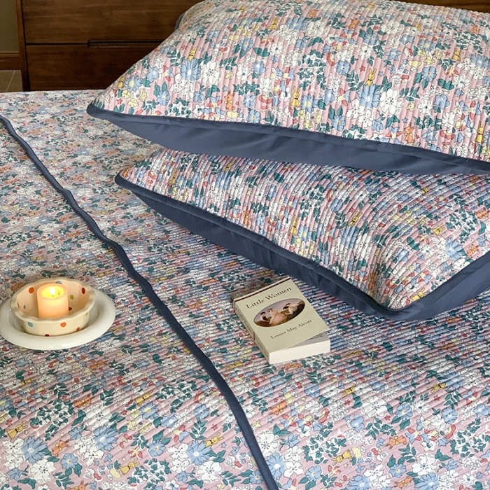 91家纺网 家纺一手货源 找家纺 汇庭 2023新款大鹅水洗棉床盖三件套 斯基庄园