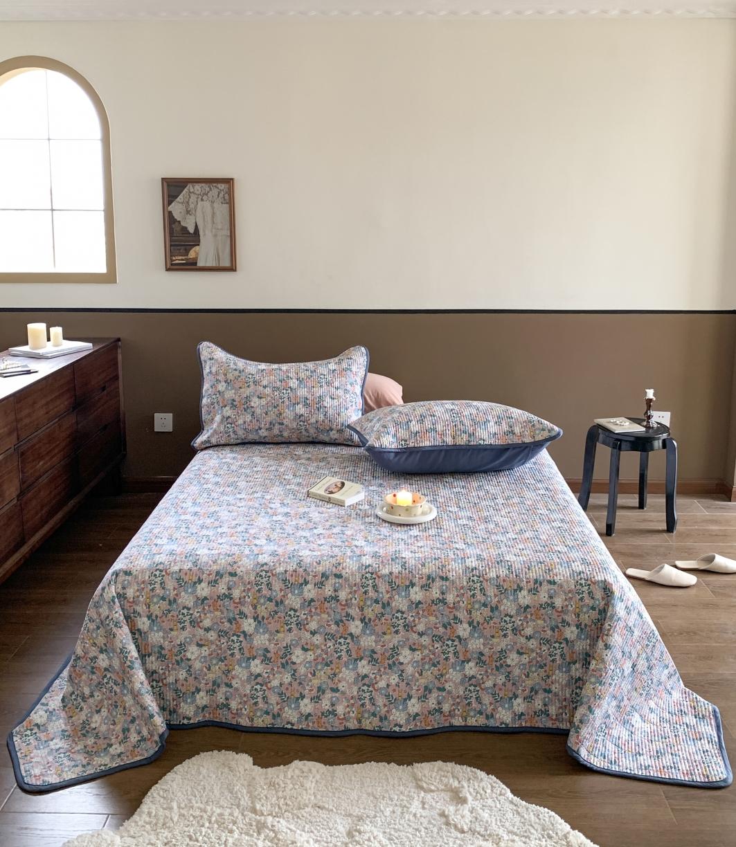 91家纺网 家纺一手货源 找家纺 汇庭 2023新款大鹅水洗棉床盖三件套 斯基庄园