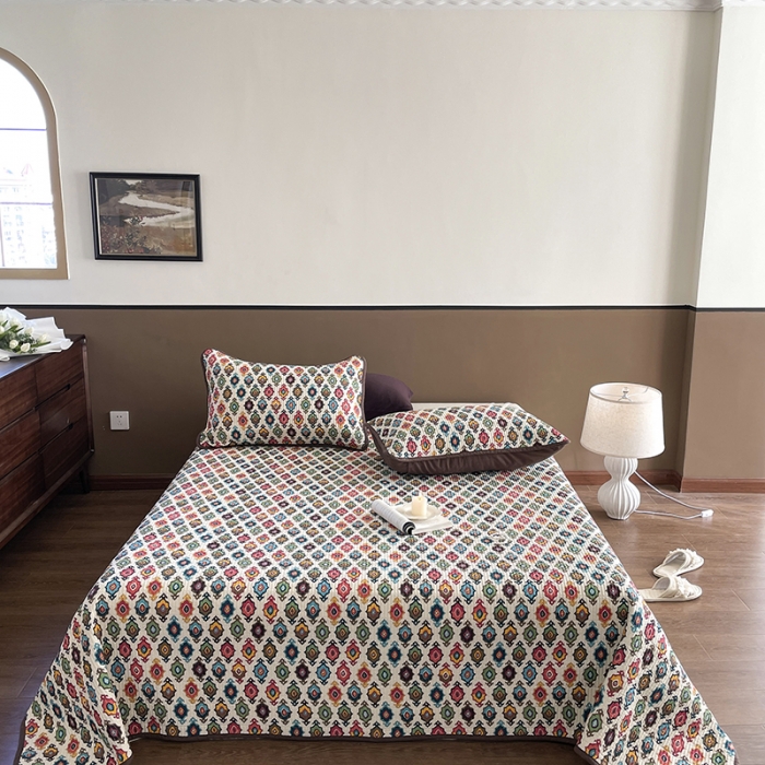 91家纺网 家纺一手货源 找家纺 汇庭 2023新款大鹅水洗棉床盖三件套 维亚庄园