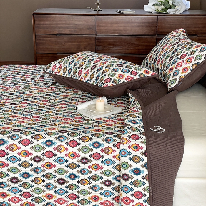 91家纺网 家纺一手货源 找家纺 汇庭 2023新款大鹅水洗棉床盖三件套 维亚庄园