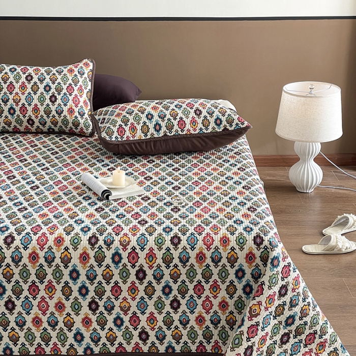 91家纺网 家纺一手货源 找家纺 汇庭 2023新款大鹅水洗棉床盖三件套 维亚庄园