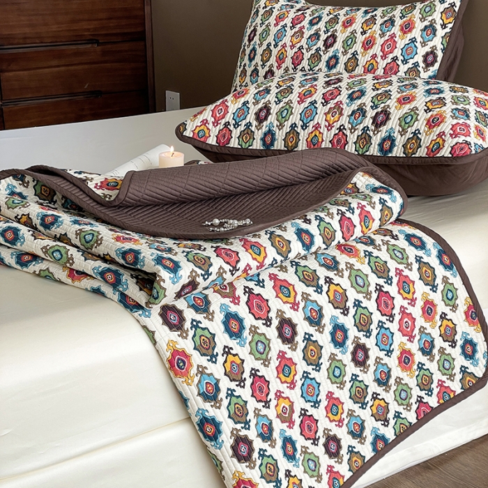 91家纺网 家纺一手货源 找家纺 汇庭 2023新款大鹅水洗棉床盖三件套 维亚庄园