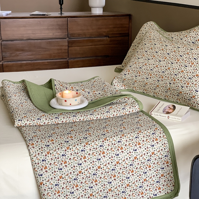 91家纺网 家纺一手货源 找家纺 汇庭 2023新款大鹅水洗棉床盖三件套 乌拉庄园