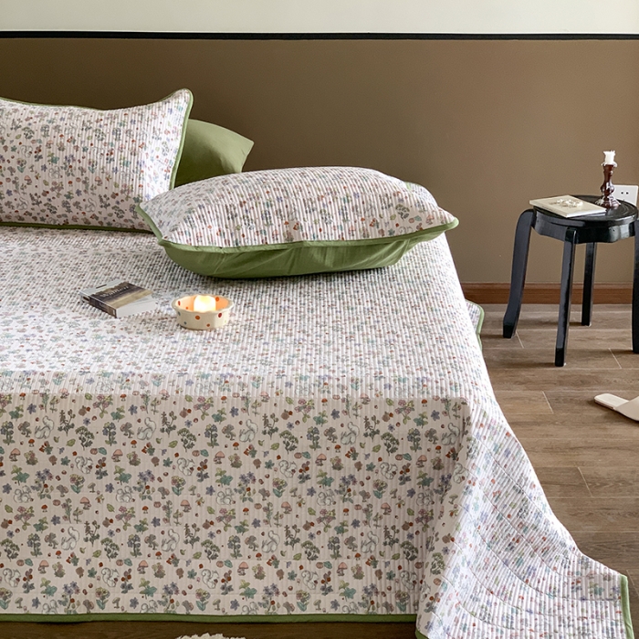 91家纺网 家纺一手货源 找家纺 汇庭 2023新款大鹅水洗棉床盖三件套 榛果庄园