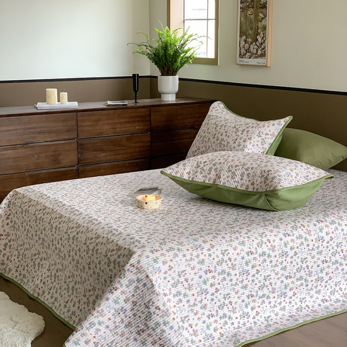 91家纺网 家纺一手货源 找家纺 汇庭 2023新款大鹅水洗棉床盖三件套 榛果庄园