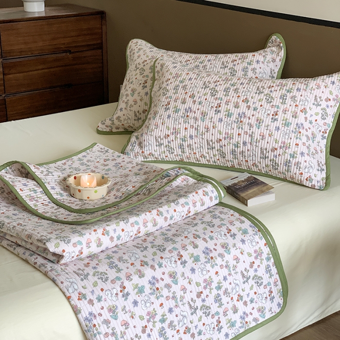 91家纺网 家纺一手货源 找家纺 汇庭 2023新款大鹅水洗棉床盖三件套 榛果庄园