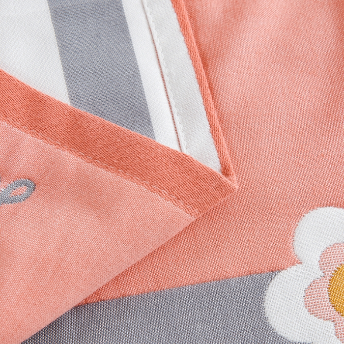 91家纺网 家纺一手货源 找家纺 棠薇 2023新款全棉6层纱布枕巾53*80cm/对-花卉系列 6层 笑脸花粉