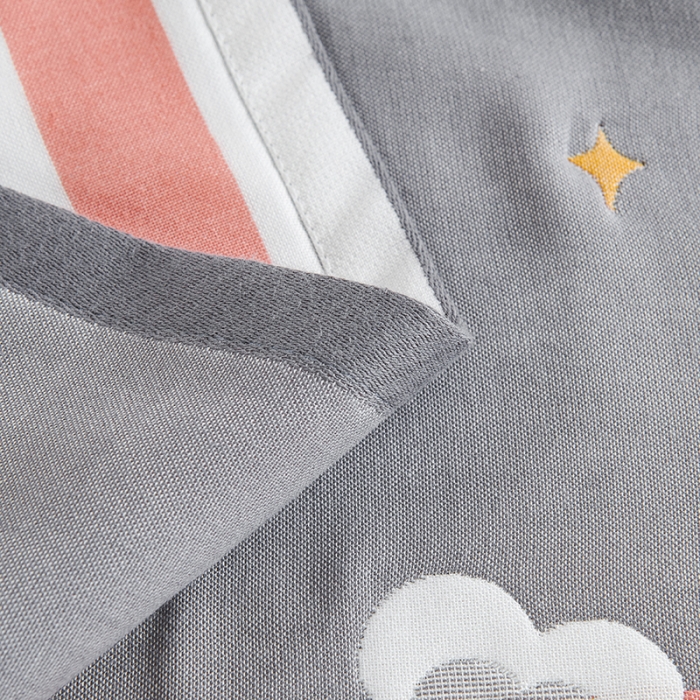 91家纺网 家纺一手货源 找家纺 棠薇 2023新款全棉6层纱布枕巾53*80cm/对-花卉系列 6层 笑脸花灰