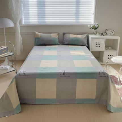 91家纺网 家纺一手货源 找家纺 居美良品 2025新款老粗布床单 浮光-绿