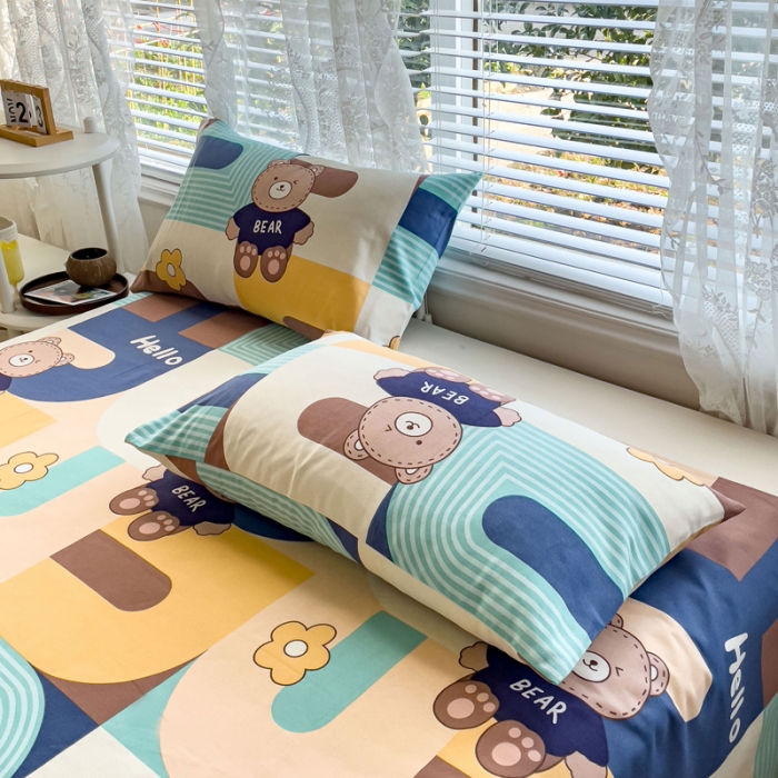 91家纺网 家纺一手货源 找家纺 居美良品 2025新款老粗布床单 布偶熊