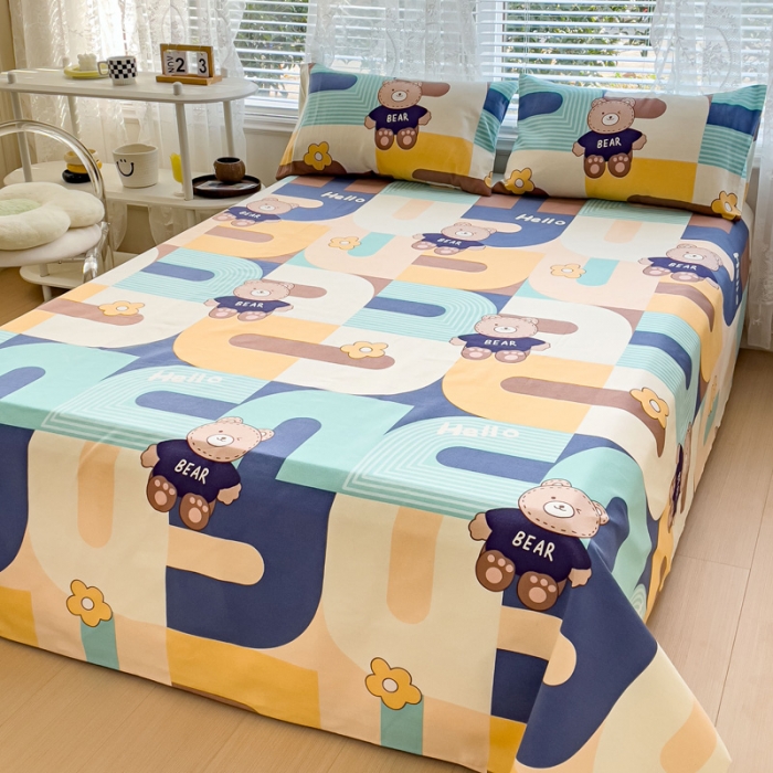 91家纺网 家纺一手货源 找家纺 居美良品 2025新款老粗布床单 布偶熊