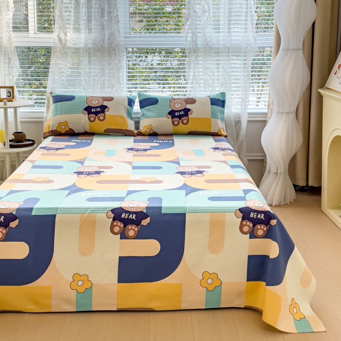 91家纺网 家纺一手货源 找家纺 居美良品 2025新款老粗布床单 布偶熊