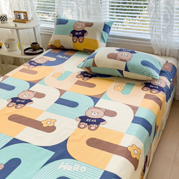 91家纺网 家纺一手货源 找家纺 居美良品 2025新款老粗布床单 布偶熊