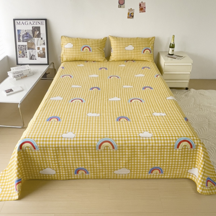 91家纺网 家纺一手货源 找家纺 居美良品 2025新款老粗布床单 彩虹格