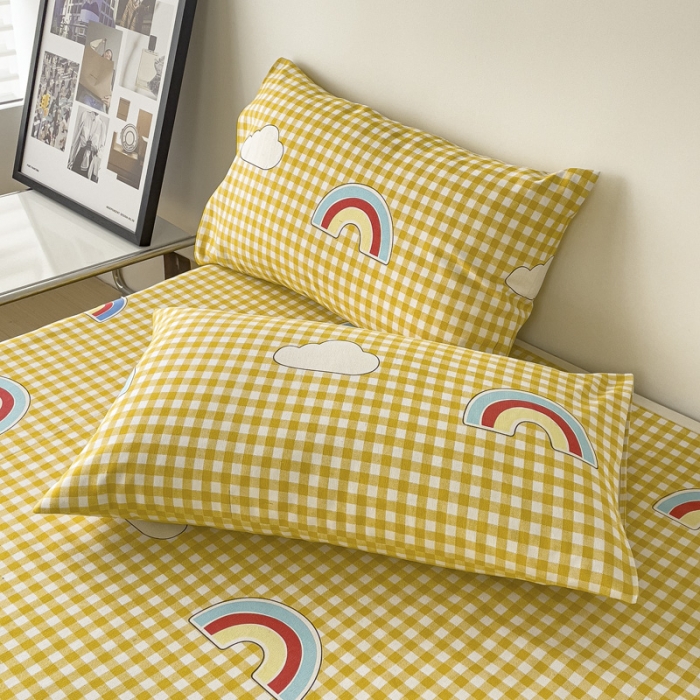 91家纺网 家纺一手货源 找家纺 居美良品 2025新款老粗布床单 彩虹格