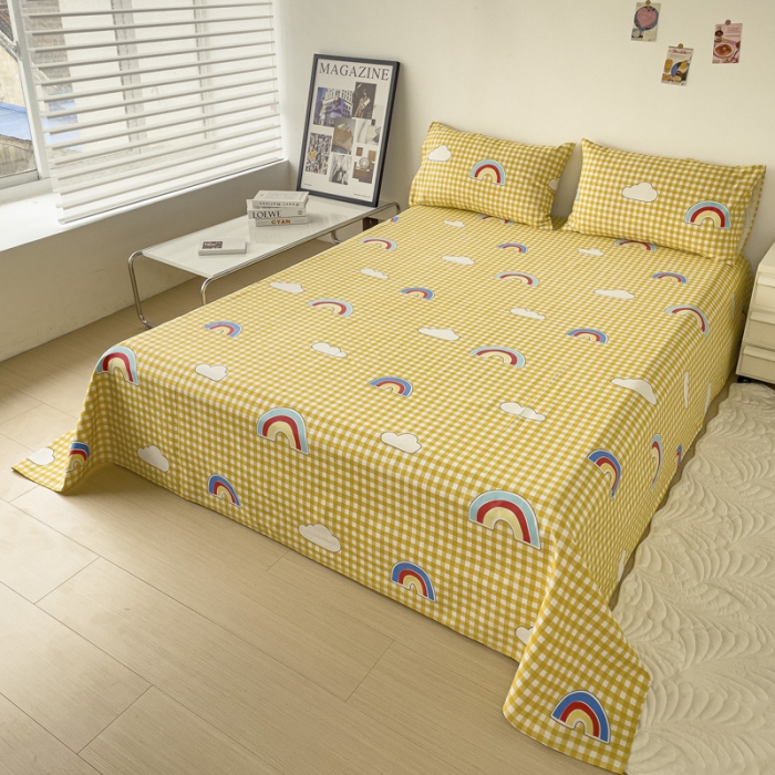 91家纺网 家纺一手货源 找家纺 居美良品 2025新款老粗布床单 彩虹格